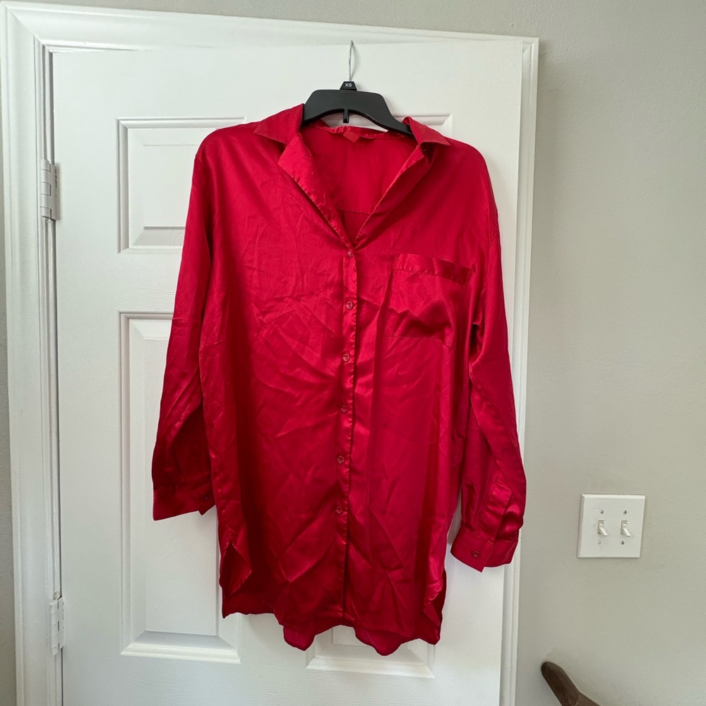 Victoria's Secret Bright Red Pajama Shirt